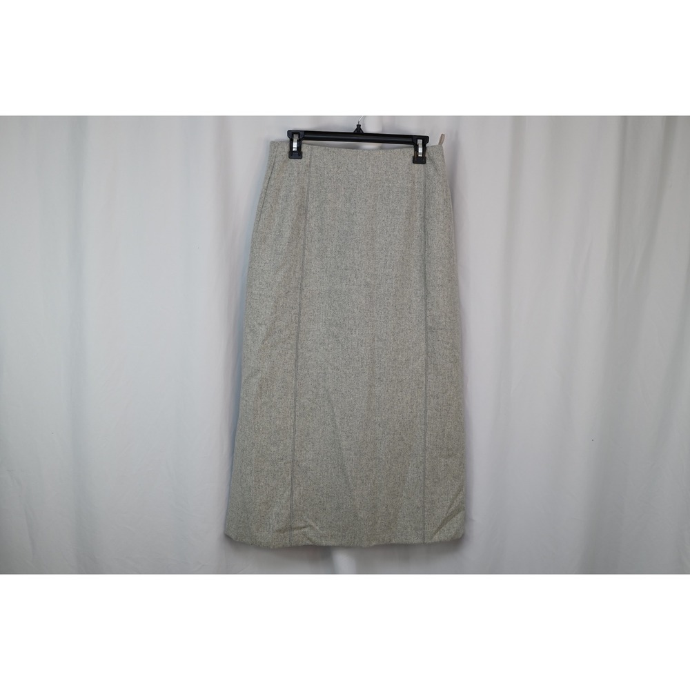 Rene Lezard Wool Mohair Gray Midi Skirt Size 40 Made in Germany Heathered A-Line
